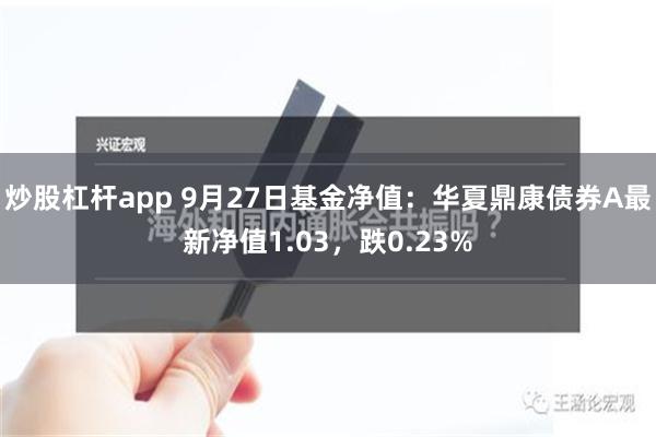 炒股杠杆app 9月27日基金净值：华夏鼎康债券A最新净值1.03，跌0.23%